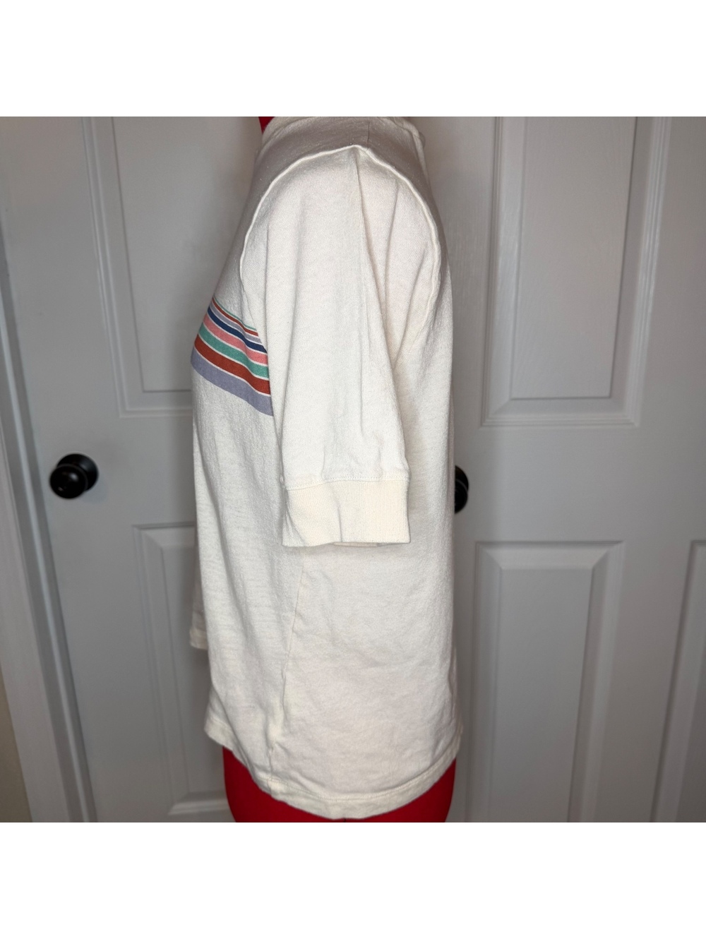 Madewell Retro Stripe Relaxed Short Sleeve Cotton Tee Cream Womens M - Picture 2 of 5